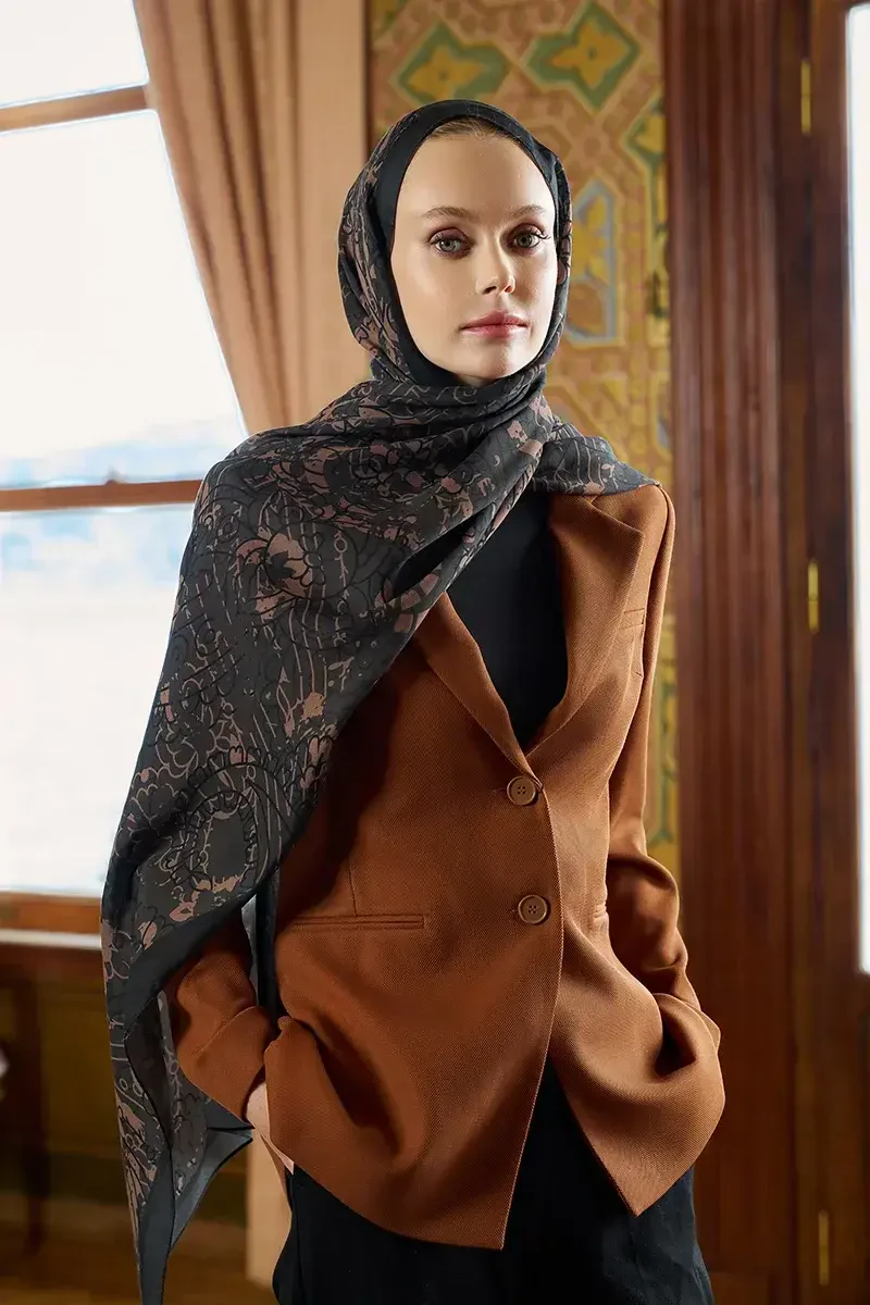 Pamuk İpek Floş Alyra Şal - Nefti - ED SCARF