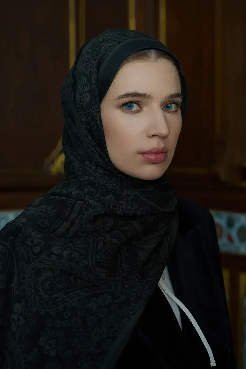 Pamuk İpek Floş Fiare Şal - Yeşil - ED SCARF