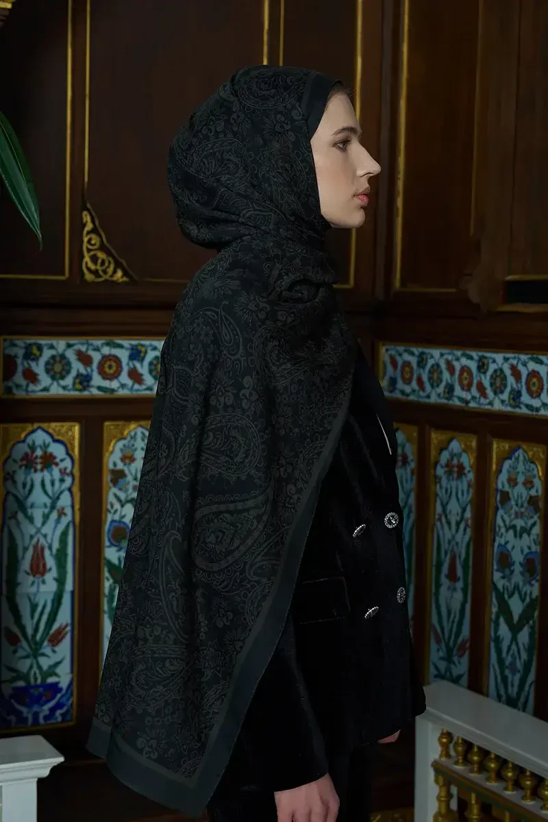 Pamuk İpek Floş Fiare Şal - Yeşil - ED SCARF