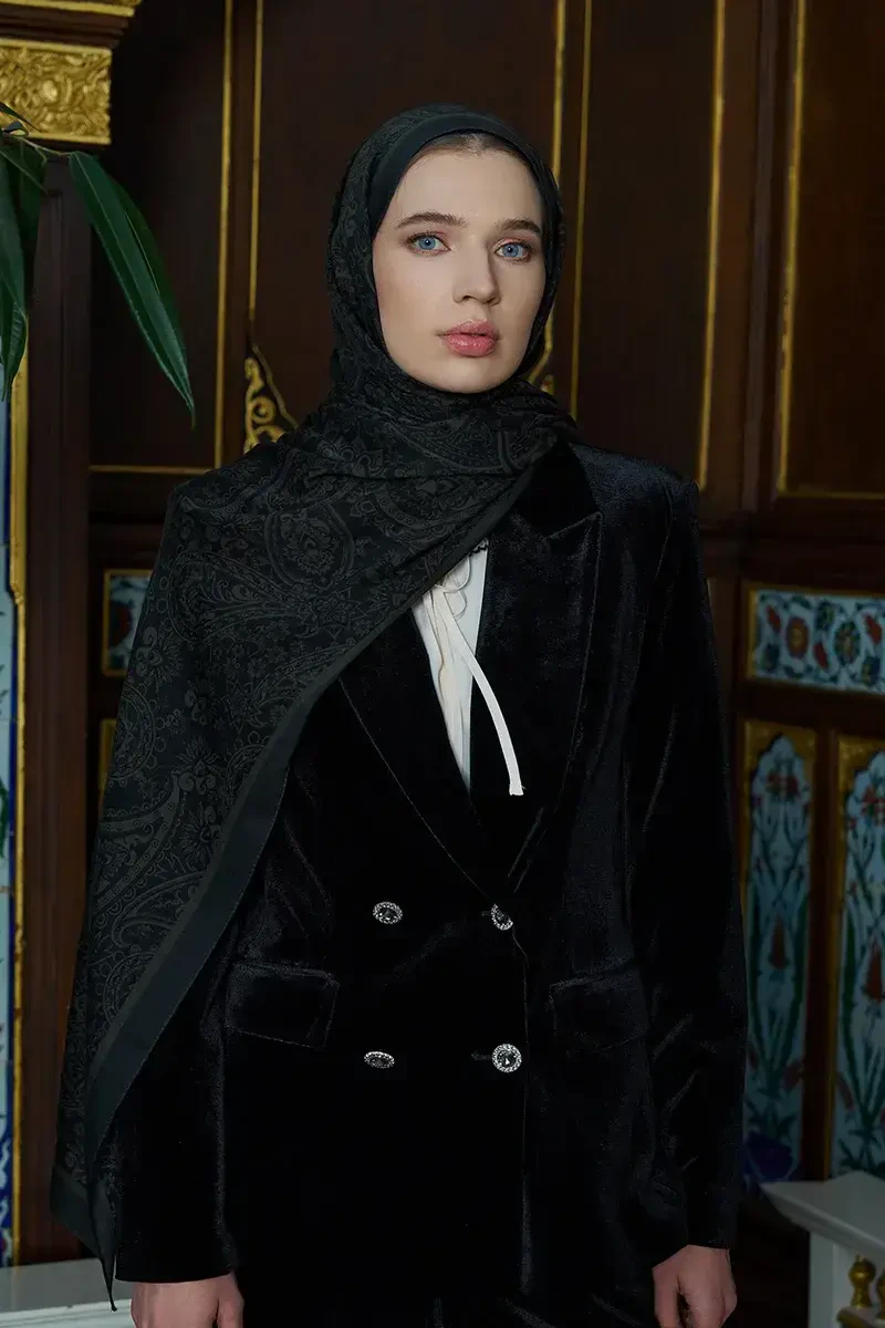 Pamuk İpek Floş Fiare Şal - Yeşil - ED SCARF