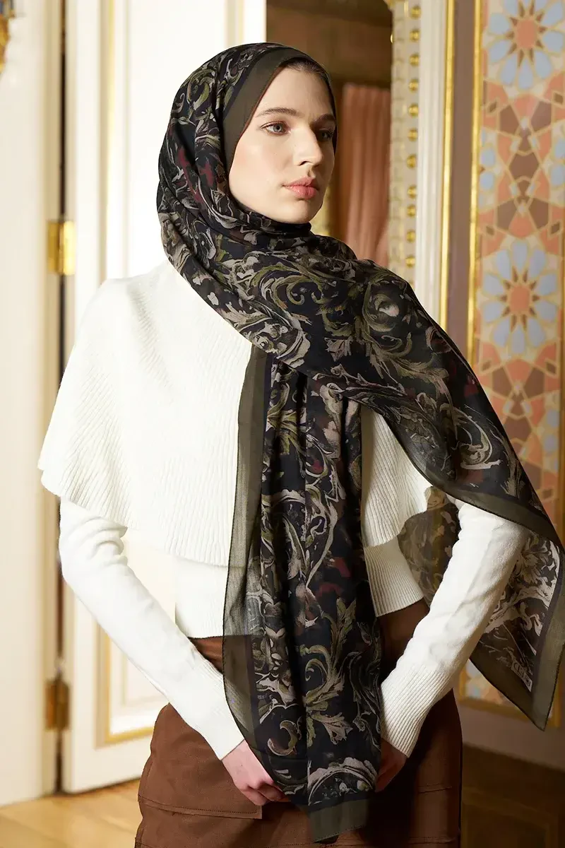 Pamuk İpek Floş Grace Şal - Nefti - ED SCARF