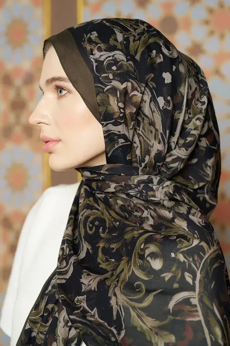Pamuk İpek Floş Grace Şal - Nefti - ED SCARF