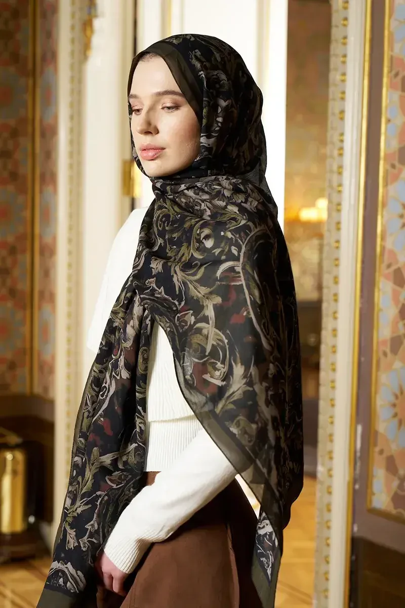 Pamuk İpek Floş Grace Şal - Nefti - ED SCARF