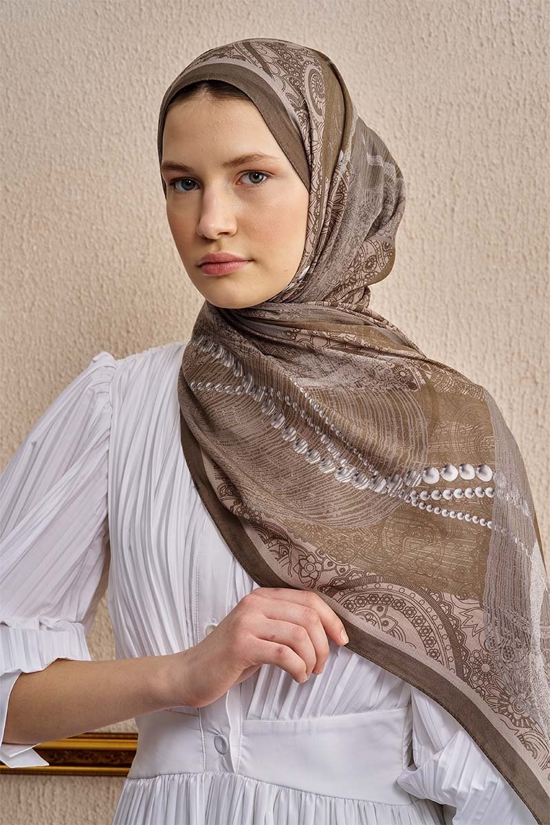 Pamuk İpek Pearl Şal - Bej - 3