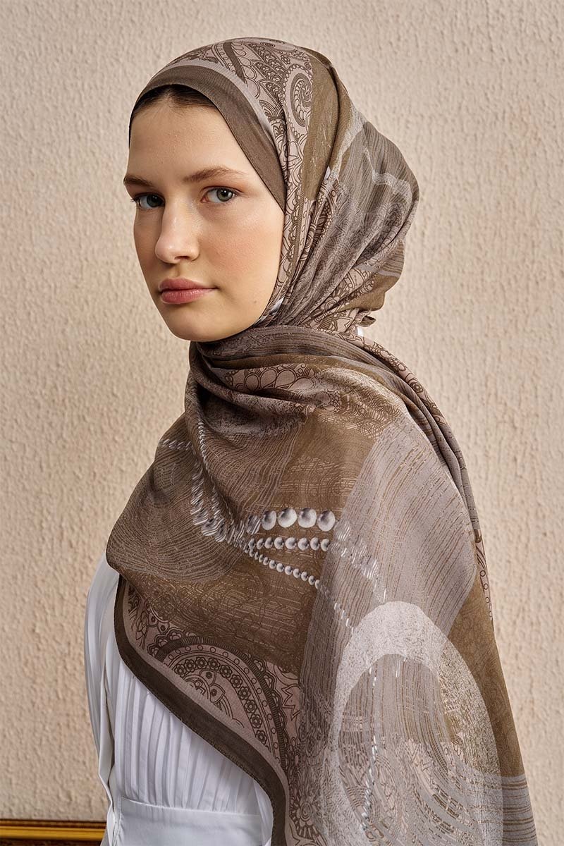 Pamuk İpek Pearl Şal - Bej - 1