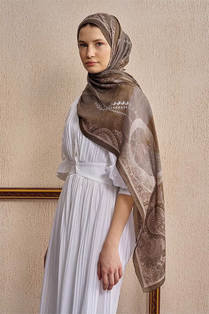 Pamuk İpek Pearl Şal - Bej - 4