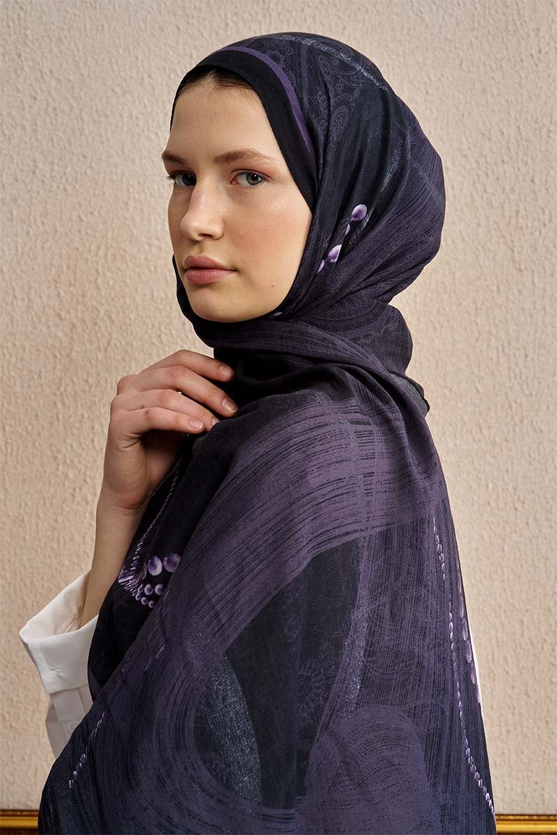 Pamuk İpek Pearl Şal - Mor - 4