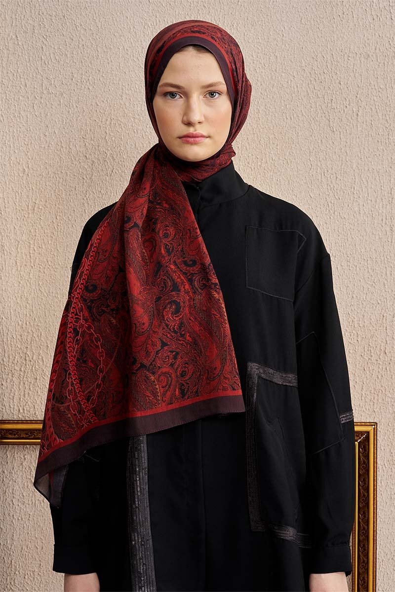 Pamuk İpek Rogue Şal - Kırmızı - 2