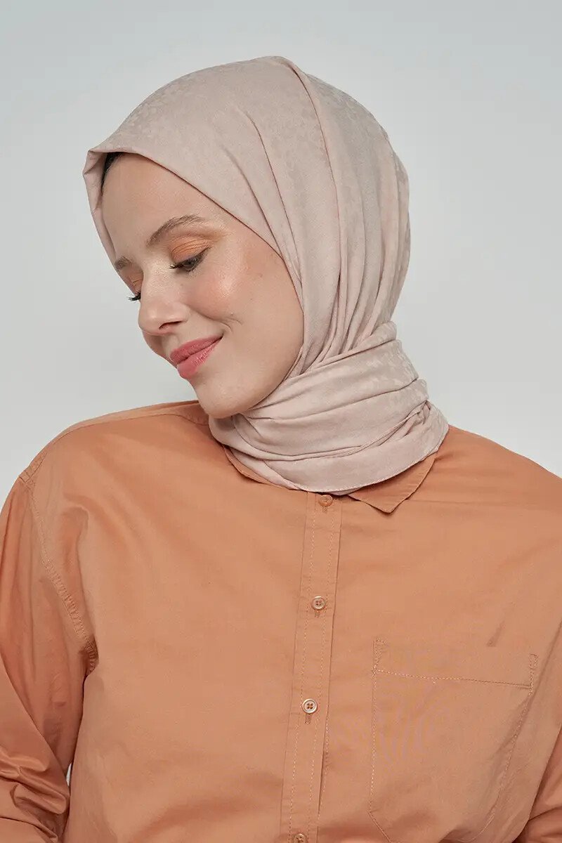 Pamuklu Şal Çiçek Desen - Ekru - ED Scarf