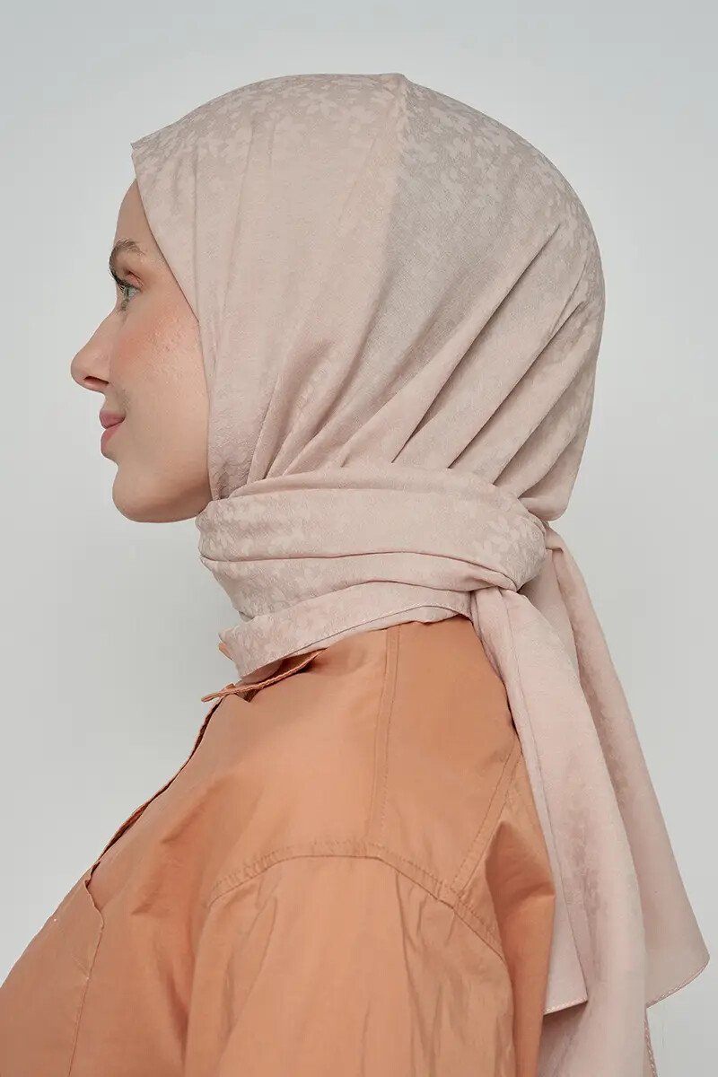 Pamuklu Şal Çiçek Desen - Ekru - ED Scarf