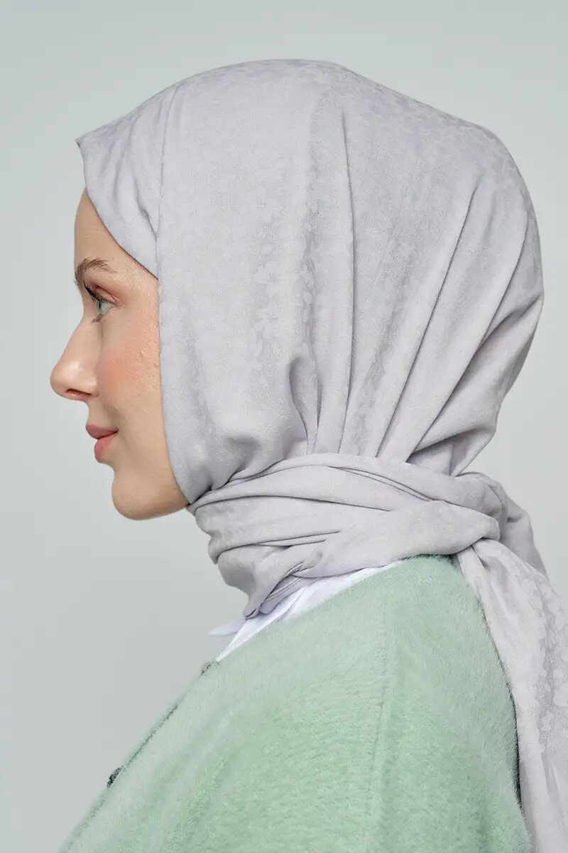 Pamuklu Şal Çiçek Desen - Gri - ED Scarf
