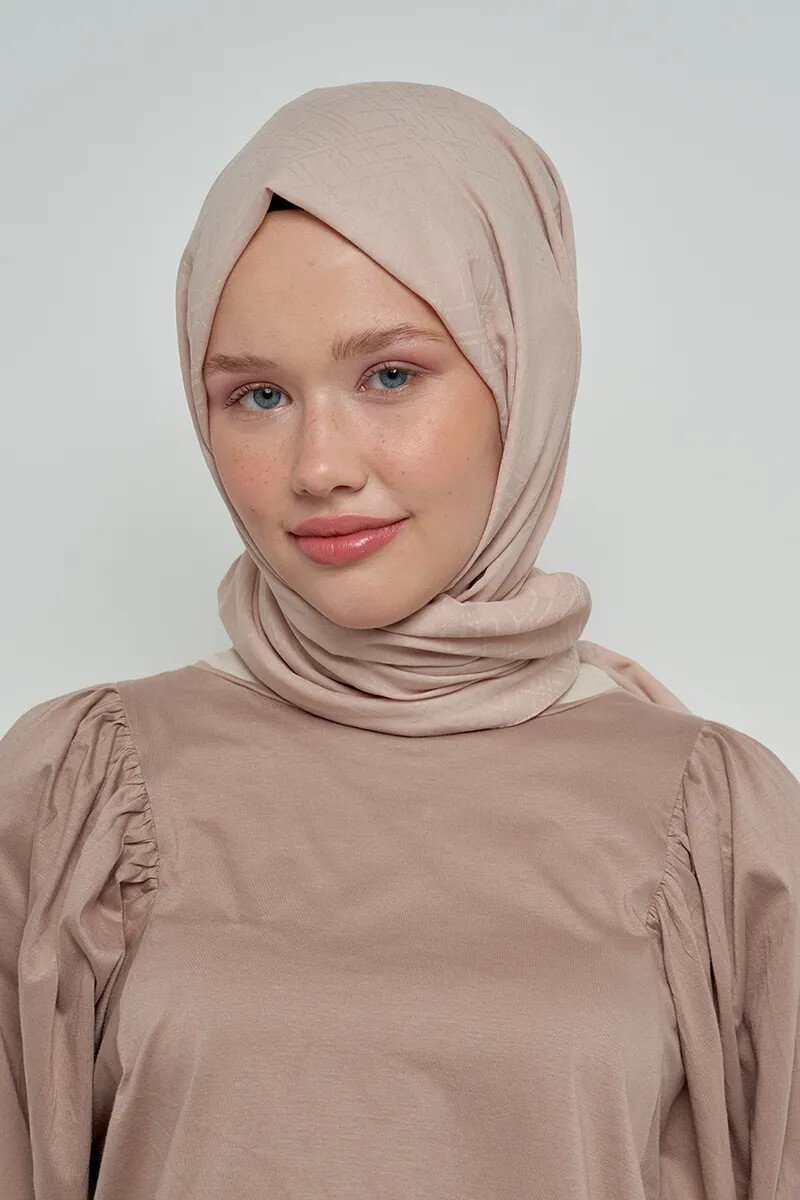 Pamuklu Şal Çizgi Desen - Ekru - ED Scarf