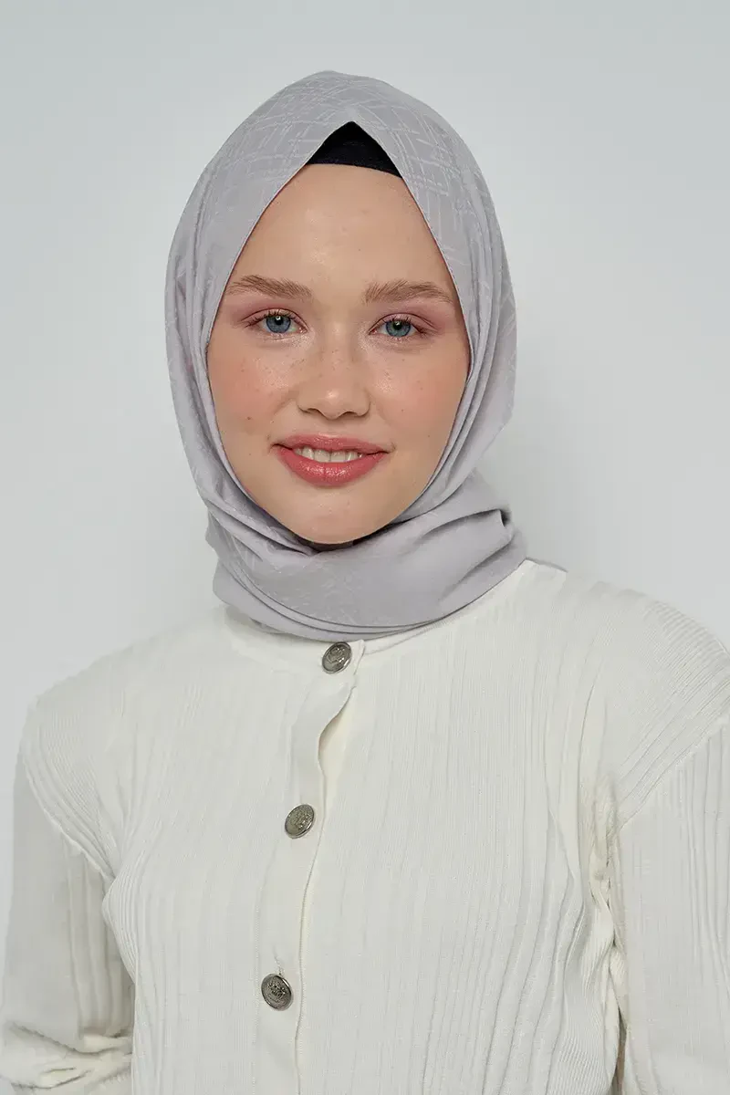 Pamuklu Şal Çizgi Desen - Gri - ED Scarf