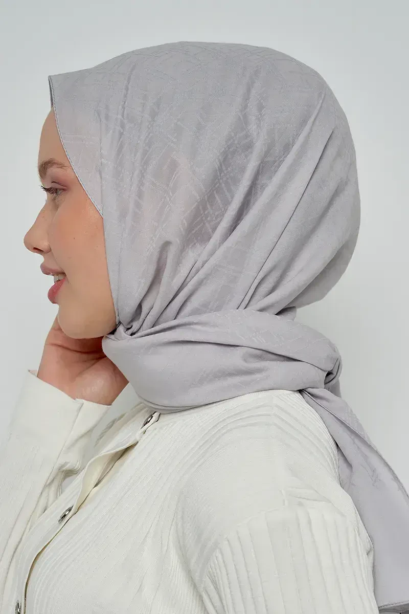 Pamuklu Şal Çizgi Desen - Gri - ED Scarf