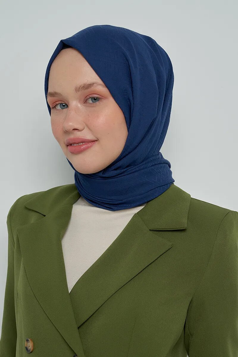 Pamuklu Şal Çizgi Desen - Lacivert - ED Scarf