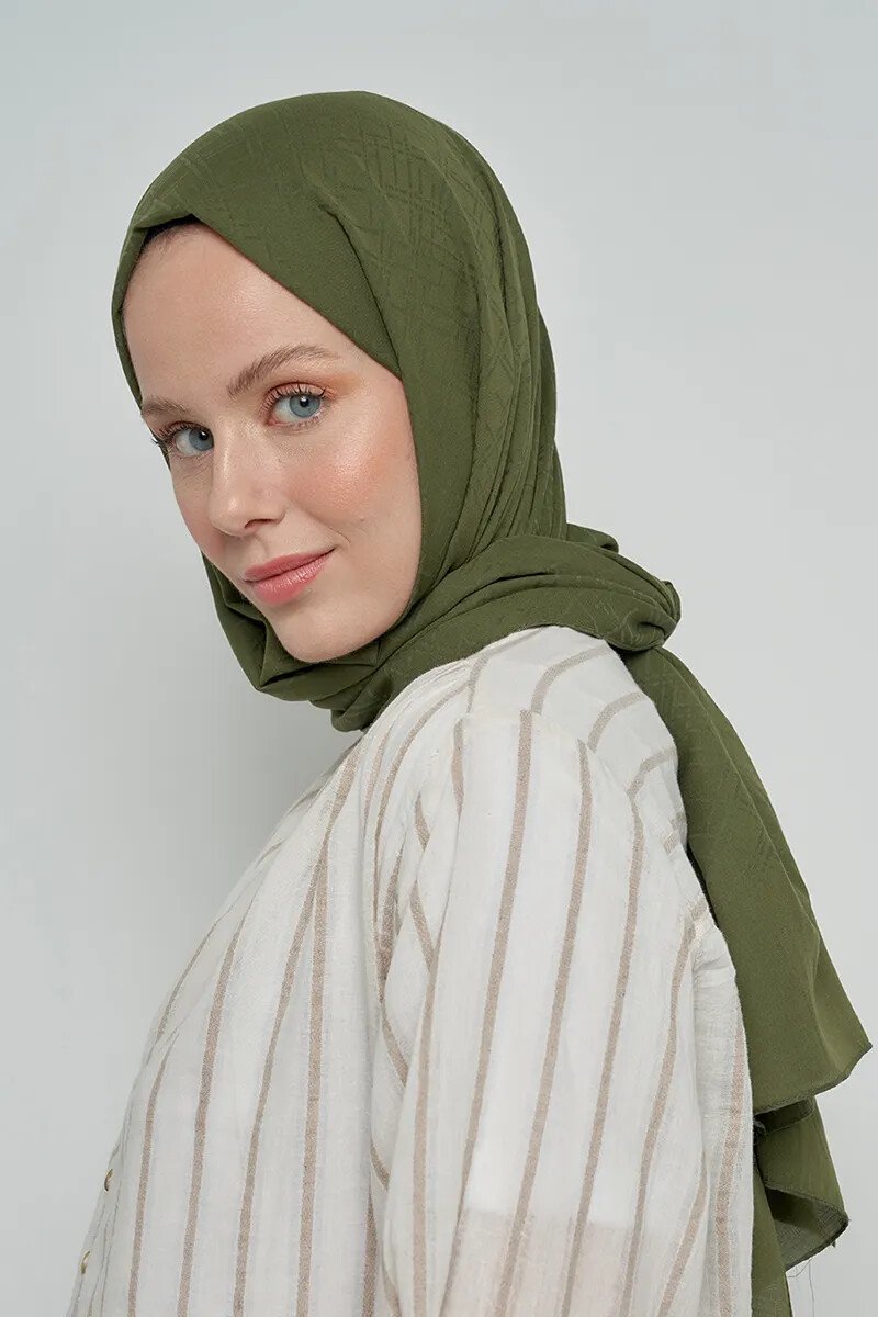 Pamuklu Şal Çizgi Desen - Nefti - 3