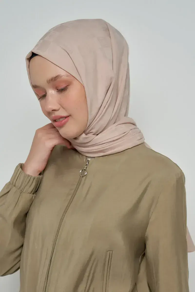 Pamuklu Şal Monogram Desen - Ekru - ED Scarf