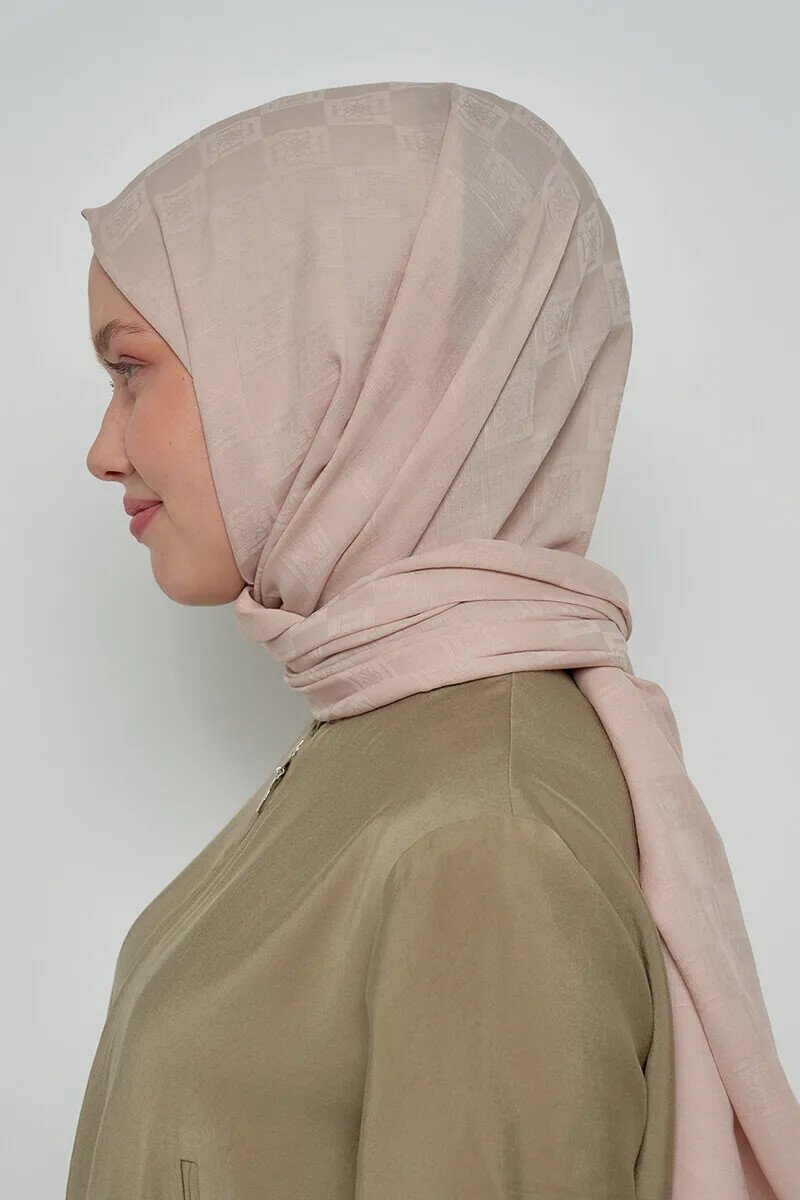 Pamuklu Şal Monogram Desen - Ekru - ED Scarf