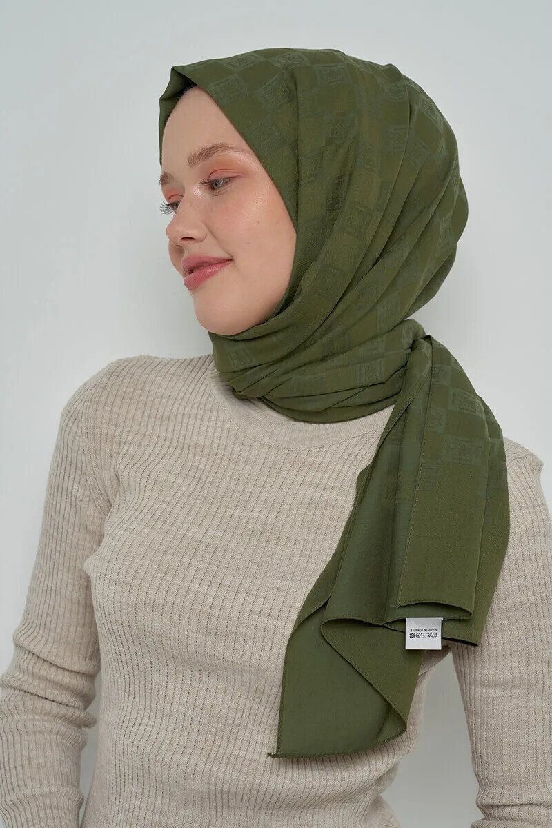 Pamuklu Şal Monogram Desen - Nefti - ED Scarf