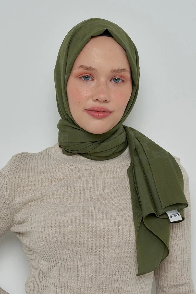 Pamuklu Şal Monogram Desen - Nefti - ED Scarf