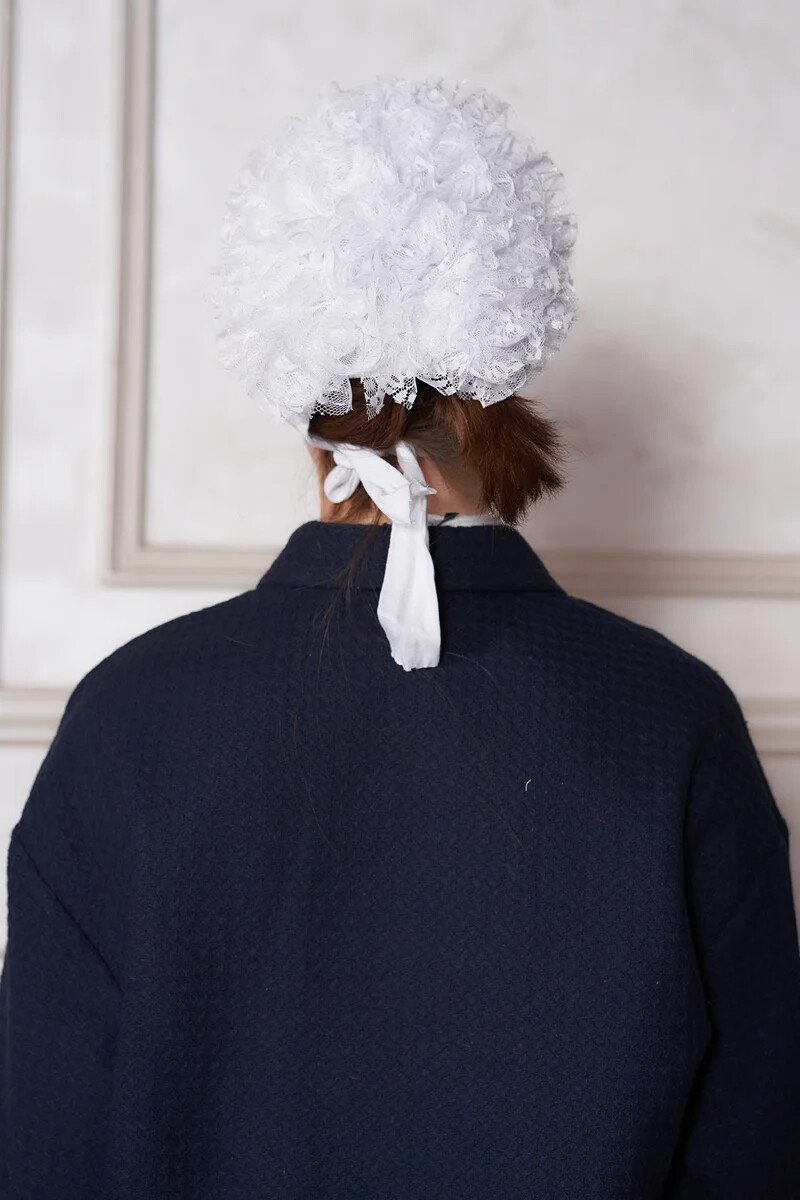 Pratik Topuzlu Fırfır Penye Tesettür Bone - Beyaz - ED SCARF