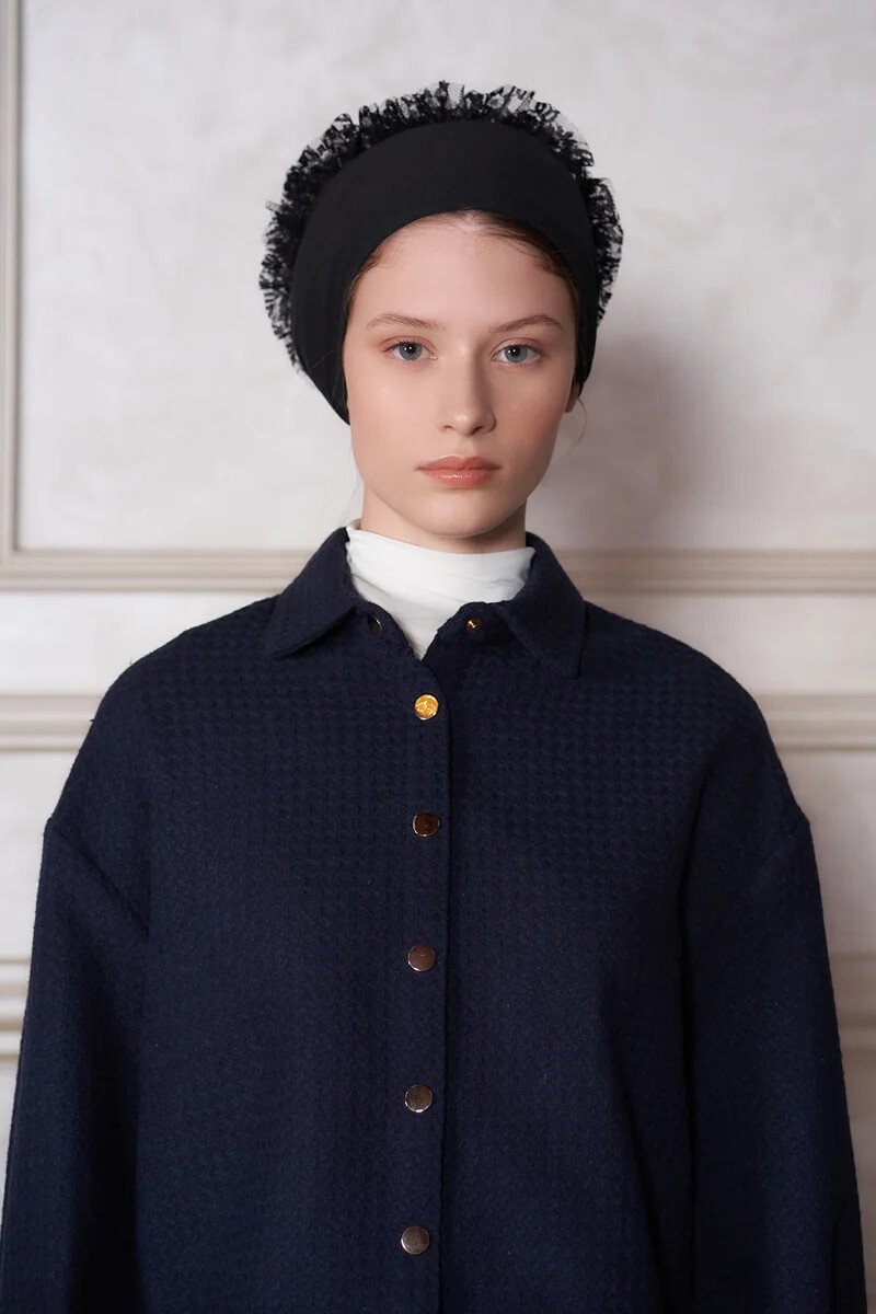 Pratik Topuzlu Fırfır Penye Tesettür Bone - Siyah - ED SCARF