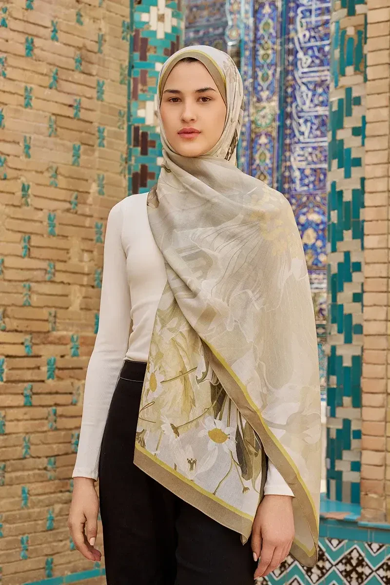 Reine Pamuk Modal Şal - Bej - 1