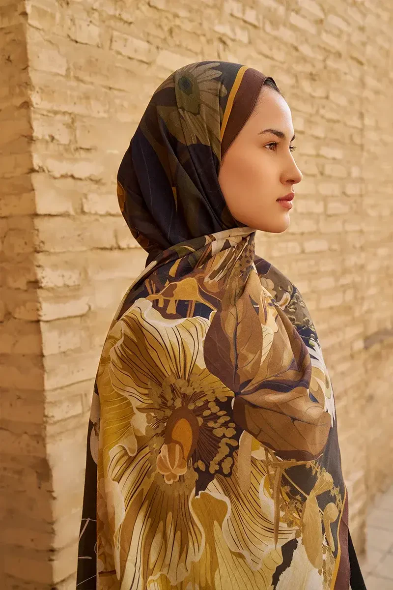 Reine Pamuk Modal Şal - Kahverengi - ED SCARF