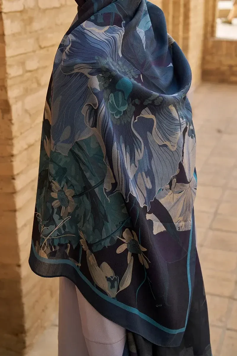 Reine Pamuk Modal Şal - Lacivert - 1