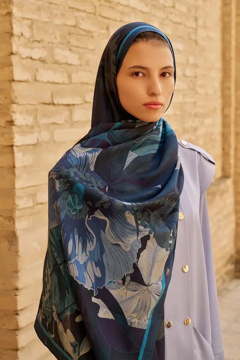Reine Pamuk Modal Şal - Lacivert - 2