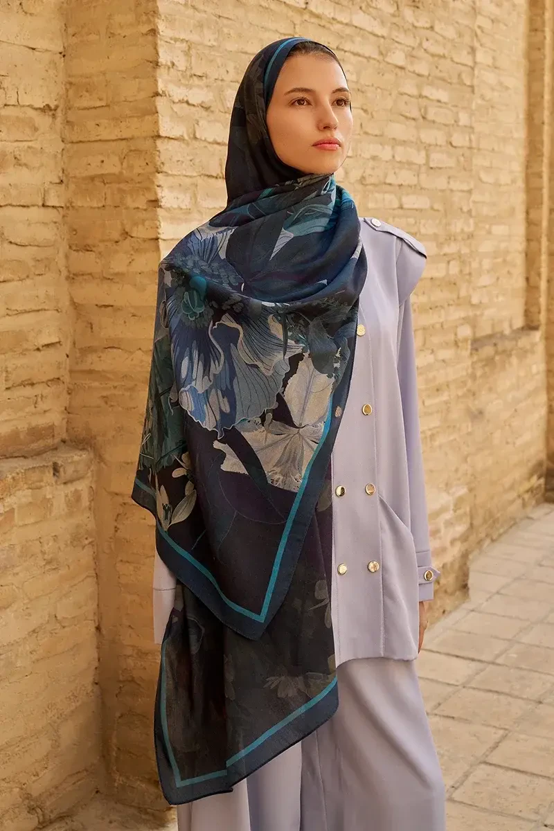 Reine Pamuk Modal Şal - Lacivert - 3