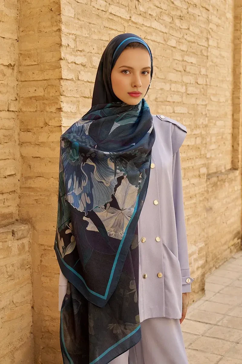 Reine Pamuk Modal Şal - Lacivert - 1