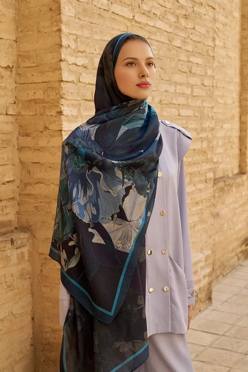 Reine Pamuk Modal Şal - Lacivert - 2