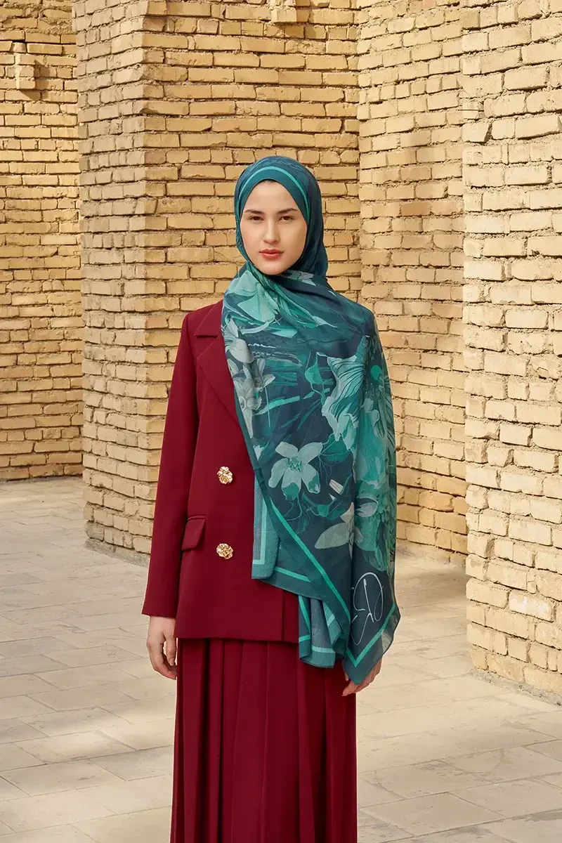 Reine Pamuk Modal Şal - Petrol - 4