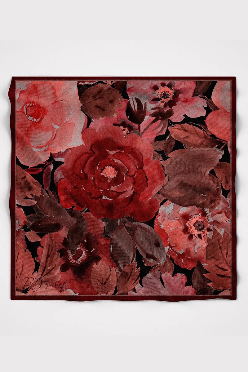 Rosa Modal Eşarp - Koyu Kırmızı - ED Scarf