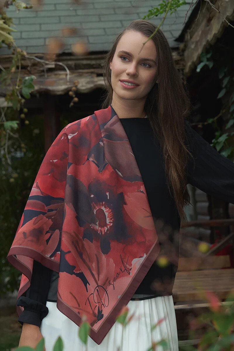 Rosa Modal Eşarp - Koyu Kırmızı - ED Scarf