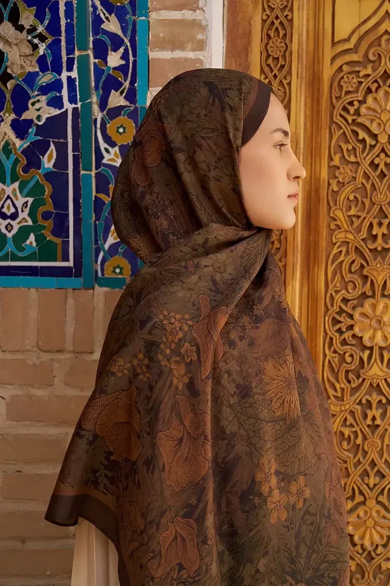 Rustle Floş Viskon Şal - Kahverengi - ED SCARF