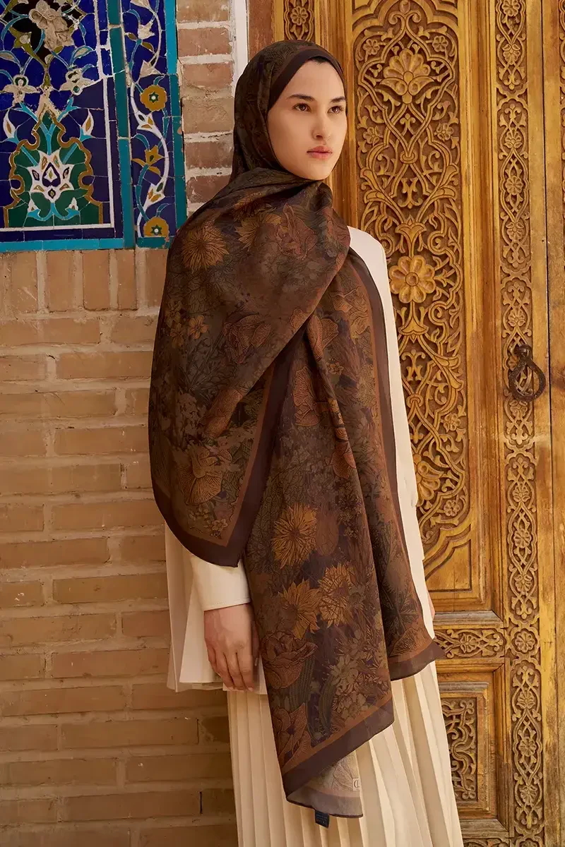 Rustle Floş Viskon Şal - Kahverengi - ED SCARF
