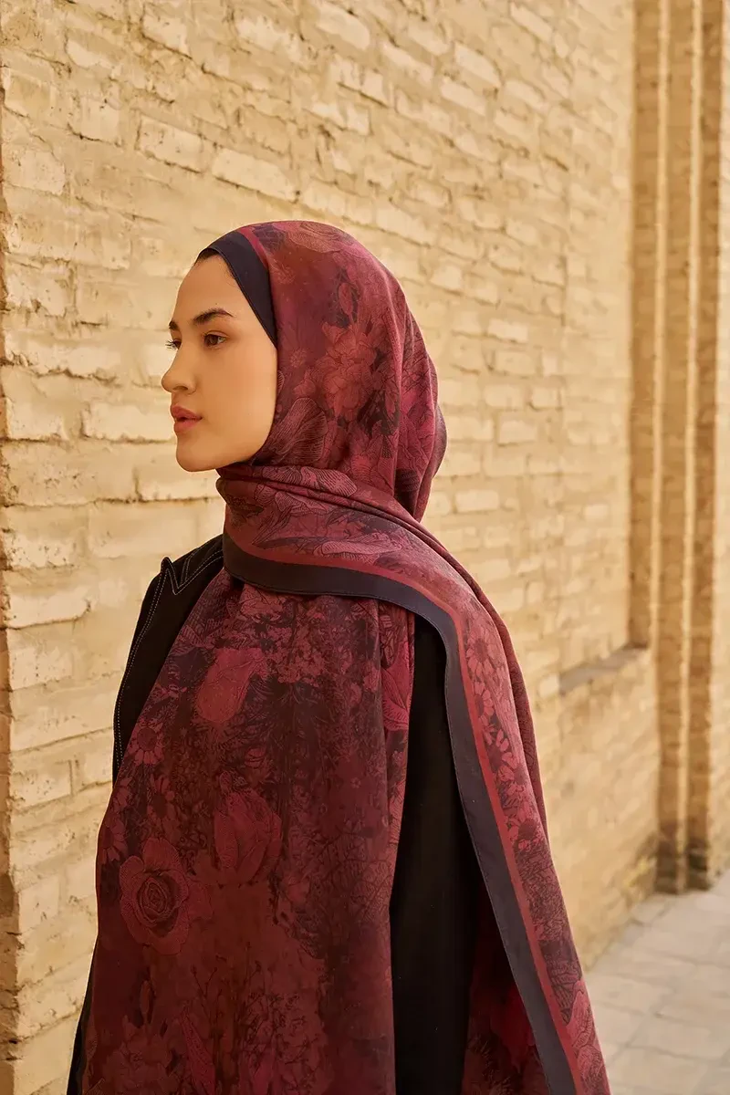 Rustle Floş Viskon Şal - Mürdüm - ED SCARF