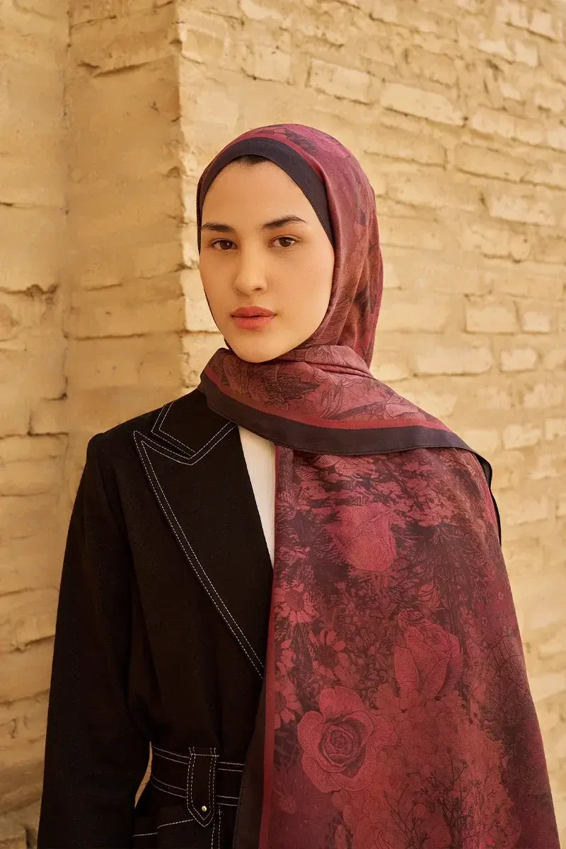Rustle Floş Viskon Şal - Mürdüm - ED SCARF