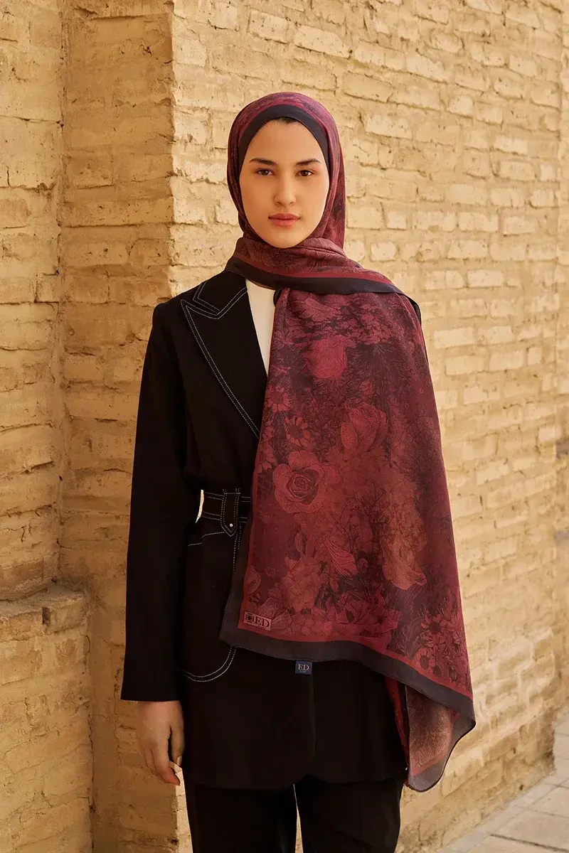 Rustle Floş Viskon Şal - Mürdüm - ED SCARF