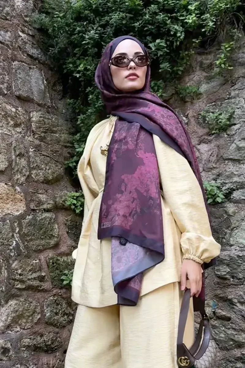 Rustle Floş Viskon Şal - Mürdüm - ED SCARF