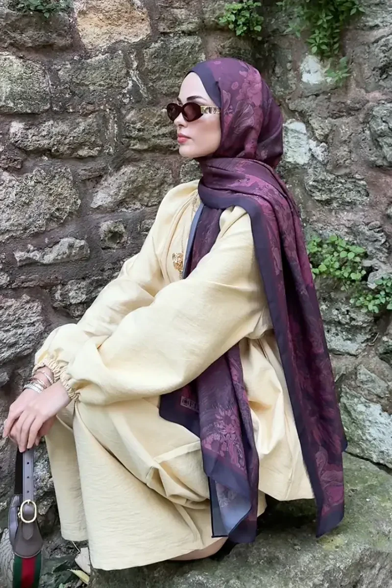 Rustle Floş Viskon Şal - Mürdüm - ED SCARF