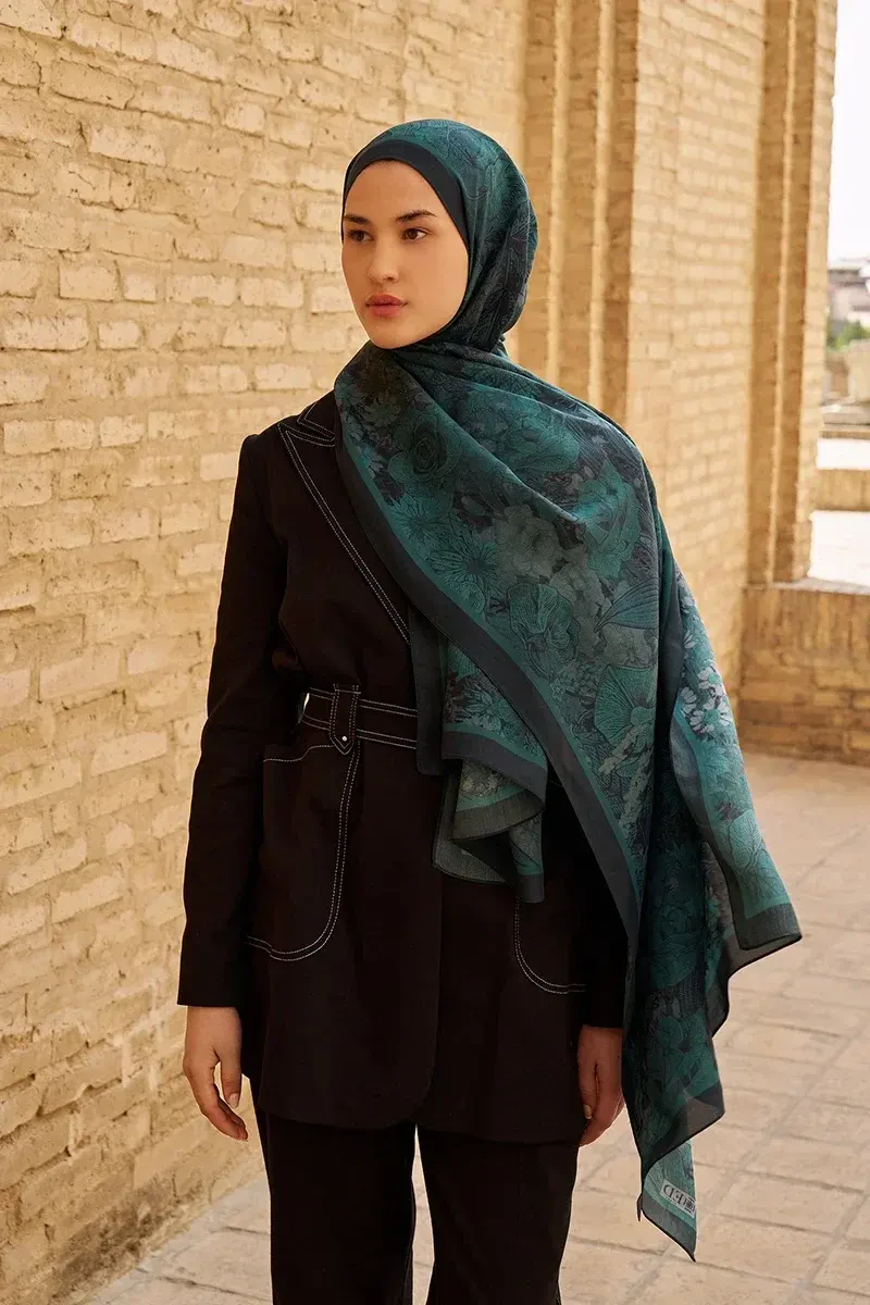 Rustle Floş Viskon Şal - Petrol - ED SCARF