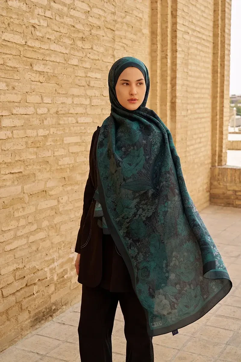 Rustle Floş Viskon Şal - Petrol - ED SCARF