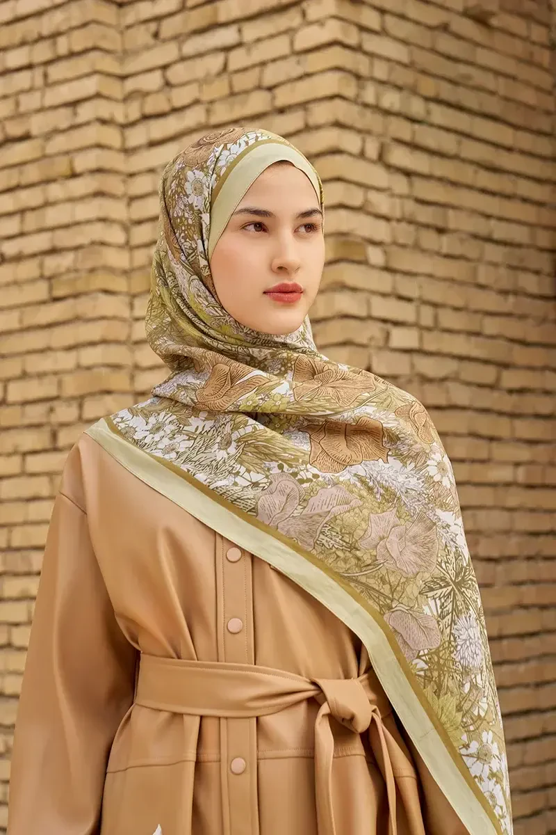 Rustle Floş Viskon Şal - Yağ Yeşili - ED SCARF