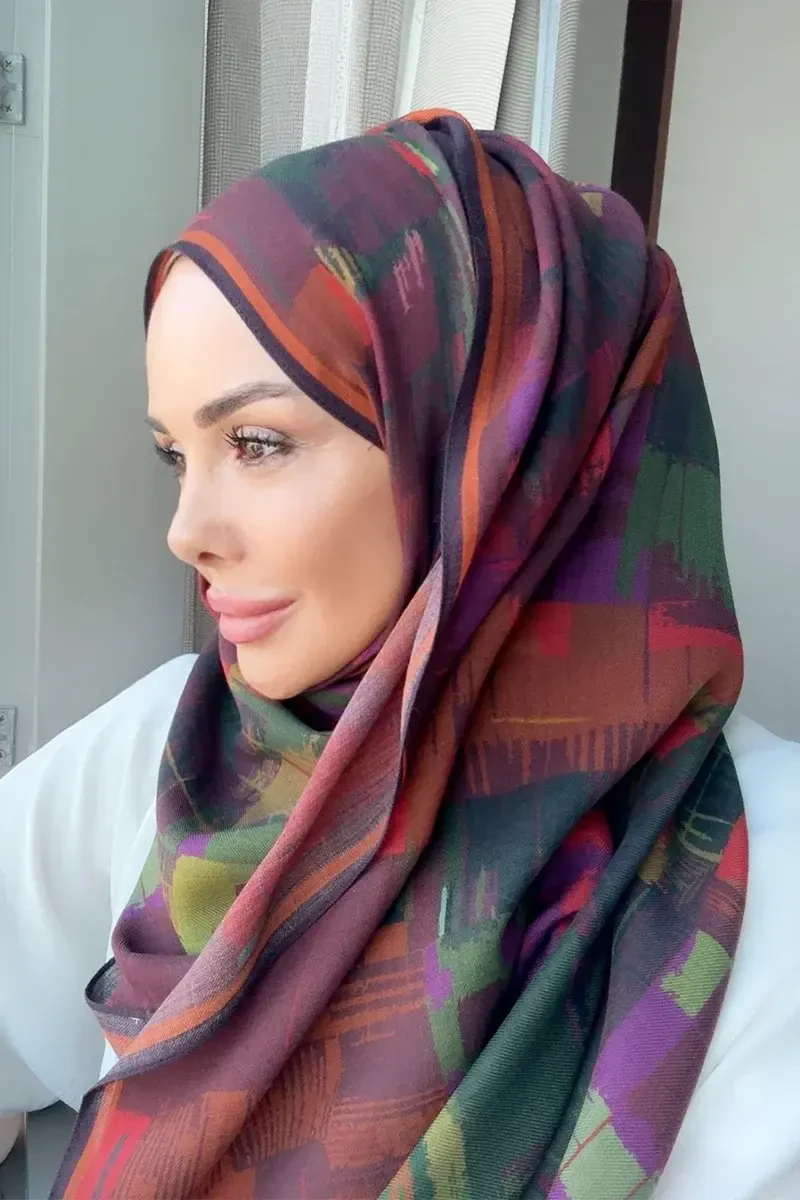 Sitare Yün İpek Şal - Bordo - ED SCARF