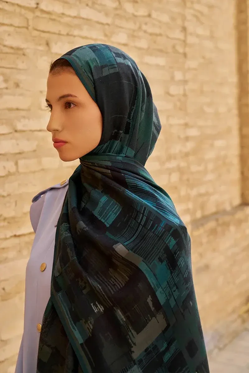 Sitare Yün İpek Şal - Petrol - ED SCARF