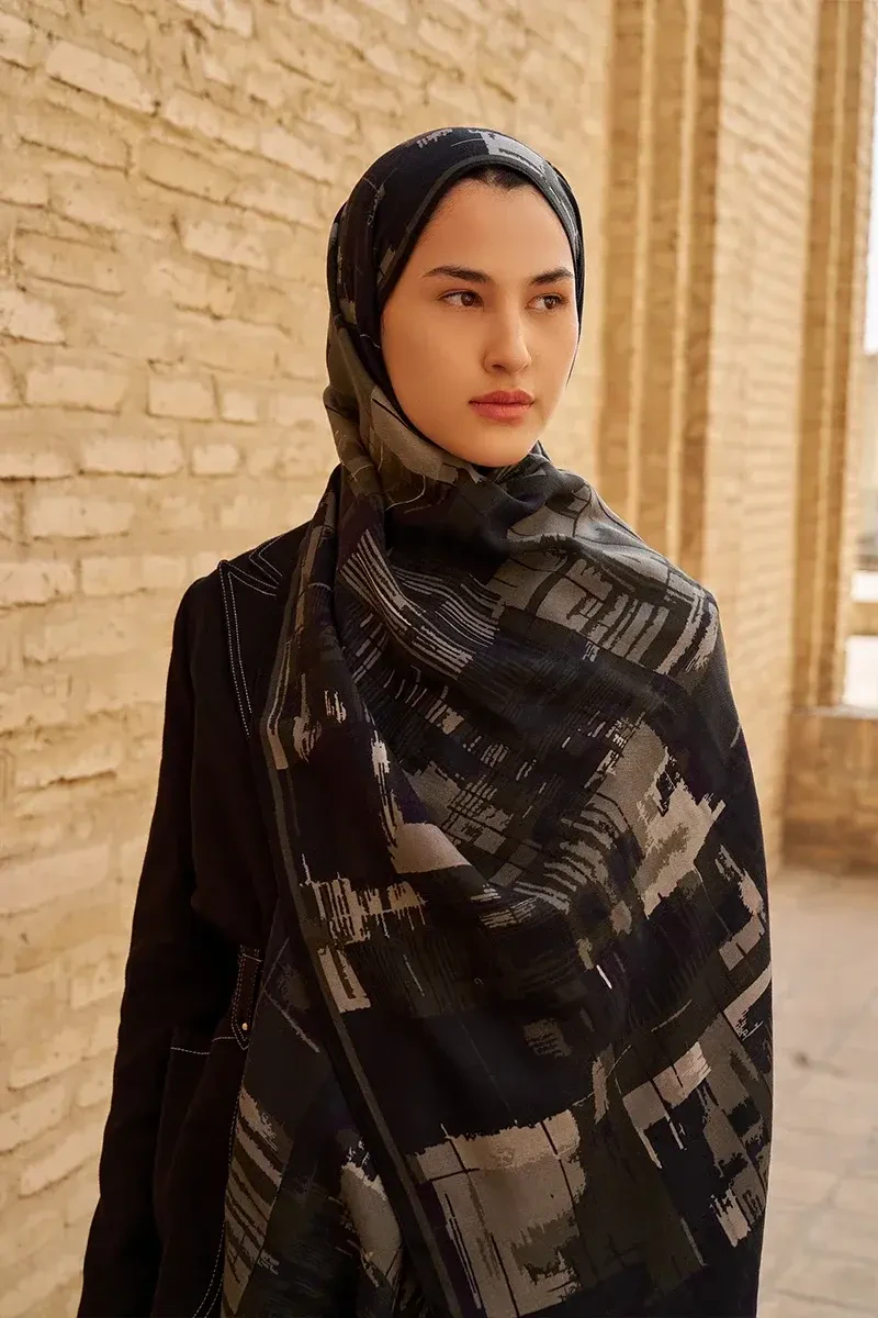 Sitare Yün İpek Şal - Siyah - 4