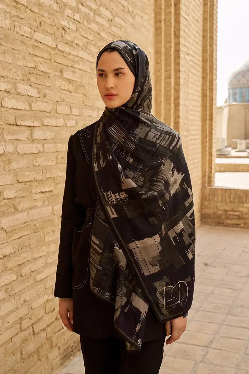 Sitare Yün İpek Şal - Siyah - 2